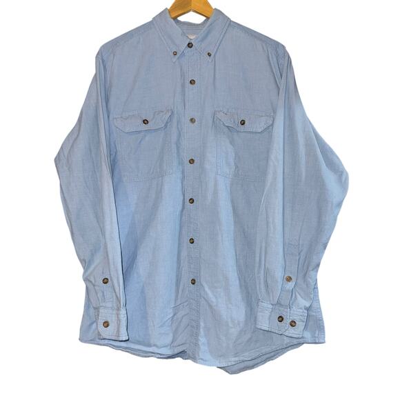 Carhartt Chambray Button Down Shirt Men's LG Workwear Utility Streetwear Fishing - Picture 1 of 7